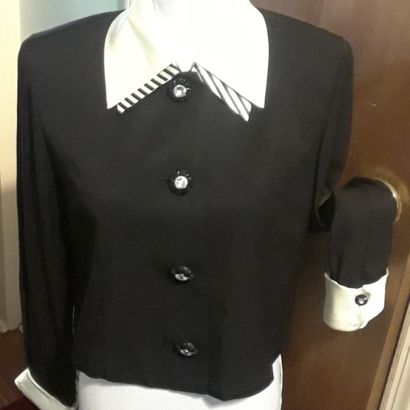 Striking Black Blazer with Embellishments, size 10 - Picture 2 of 6
